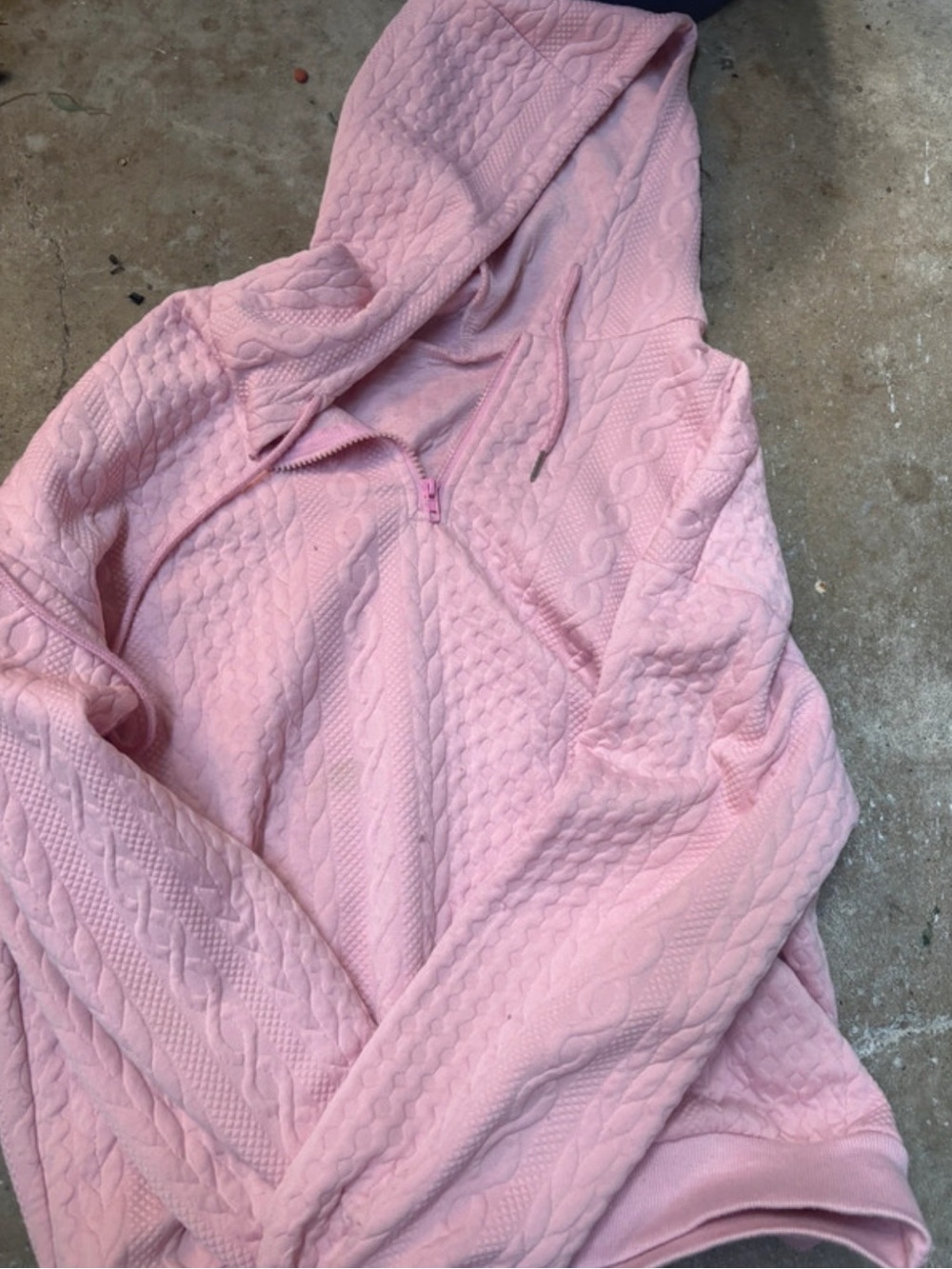 Women’s Pink Cable-Knit Hooded Cardigan Sweater